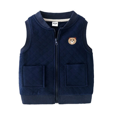 Vestă gri pentru băiat 2-8 ani Vestă pentru copii Cardigan Bumbac cu buzunar Veste fără mâneci Haine Îmbrăcăminte școală de iarnă Albastru bleumarin