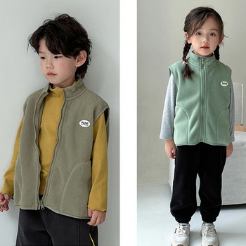 Αγόρια και κορίτσια φθινοπωρινό και χειμερινό αμάνικο μπουφάν 2-9 ετών Κορεάτικη έκδοση αθλητικό γιλέκο αναψυχής 2023 μόδα παιδικά ρούχα