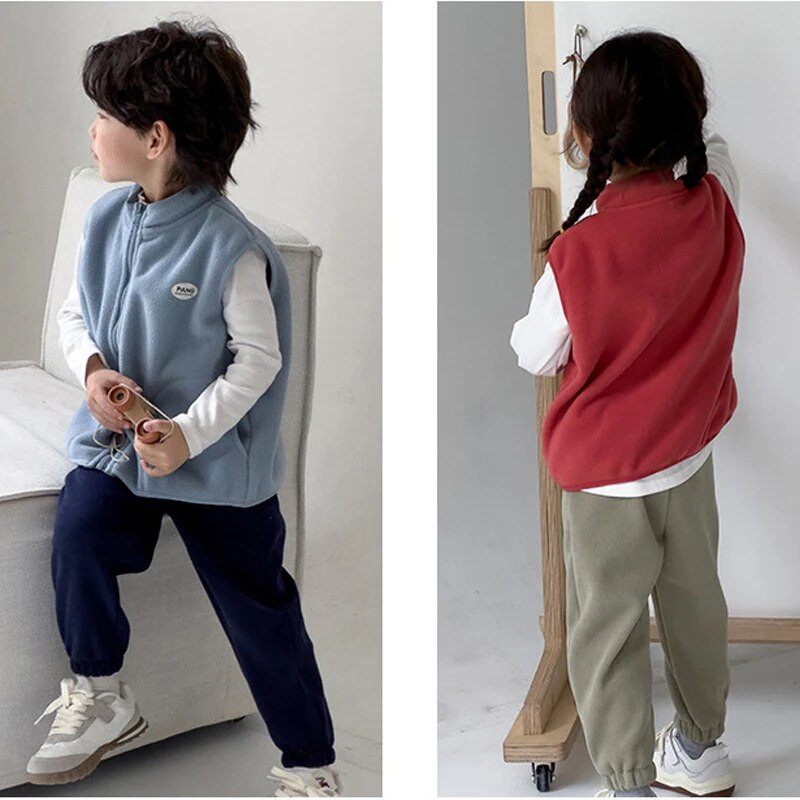 Poistele ja tüdrukutele sügistalvine varrukateta jakk 2-9 a Korea versioon vabaaja spordivest 2023 mood laps Riietus