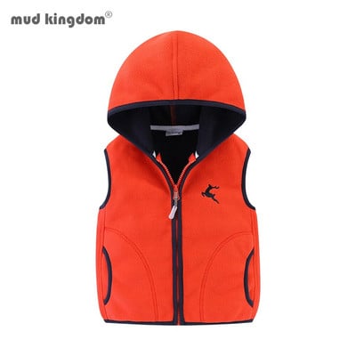 MudKingdom pentru copii, băieți, fete, fleece, vestă cu glugă, jachetă cu fermoar, model de ren, fără mâneci, îmbrăcăminte exterioară pentru copii, îmbrăcăminte pentru copii