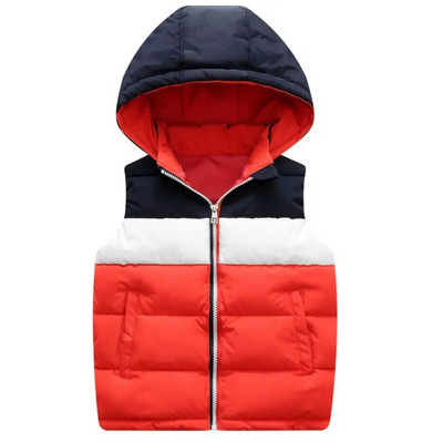Κορίτσια Αγόρια γιλέκα με κουκούλα Παιδικό πουπουλένιο βαμβακερό μπουφάν Βρεφικό παιδικό γιλέκο πανωφόρι Φθινοπωρινά χειμωνιάτικα ρούχα Αμάνικα ζεστά παλτό