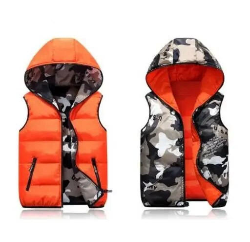 Vaikų kamufliažinė liemenė paauglių rudens žiemos pūkiniai medvilniniai paltai berniukai mergaičių liemenė vaikiška striukė su gobtuvu Vaikiški viršutiniai drabužiai 8 10 m.