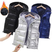 Laste vest poistele Tüdrukutele kapuutsiga Ülerõivad Laste sametmantel Varrukateta sulejope Teismeliste talvine veekindel vest