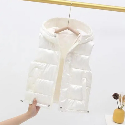 Laste vest poistele Tüdrukutele kapuutsiga Ülerõivad Laste sametmantel Varrukateta sulejope Teismeliste talvine veekindel vest