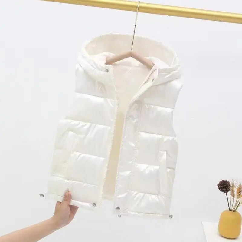 Laste vest poistele Tüdrukutele kapuutsiga Ülerõivad Laste sametmantel Varrukateta sulejope Teismeliste talvine veekindel vest