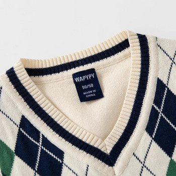 2023 Ins New Fashion Γιλέκο πουλόβερ για αγόρια Παιδικό Φθινοπωρινό χειμωνιάτικο γιλέκο πλεκτό πουλόβερ Καρό γιλέκο για αγόρια