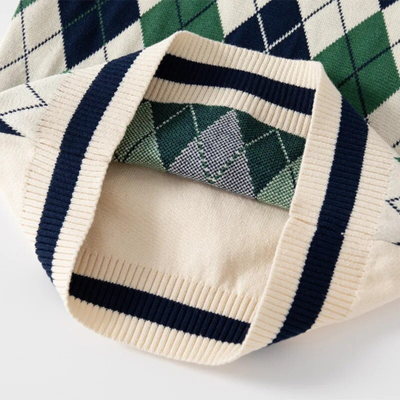 2023 m. Nauja mada berniukų megztinis liemenė vaikams rudens žiemos liemenė megztas megztinis languotas berniukų liemenė