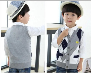 2023 Φθινόπωρο Άνοιξη Νέο Παιδικό Γιλέκο πουλόβερ για αγόρι Παιδικά Ρούχα Καρό Παλτό Ραφής Βρεφικό Βαμβακερό χοντρό μπλουζάκι Αγόρια Γιλέκο ζακέτα