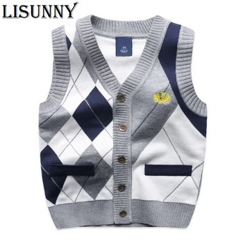 2023 Φθινόπωρο Άνοιξη Νέο Παιδικό Γιλέκο πουλόβερ για αγόρι Παιδικά Ρούχα Καρό Παλτό Ραφής Βρεφικό Βαμβακερό χοντρό μπλουζάκι Αγόρια Γιλέκο ζακέτα