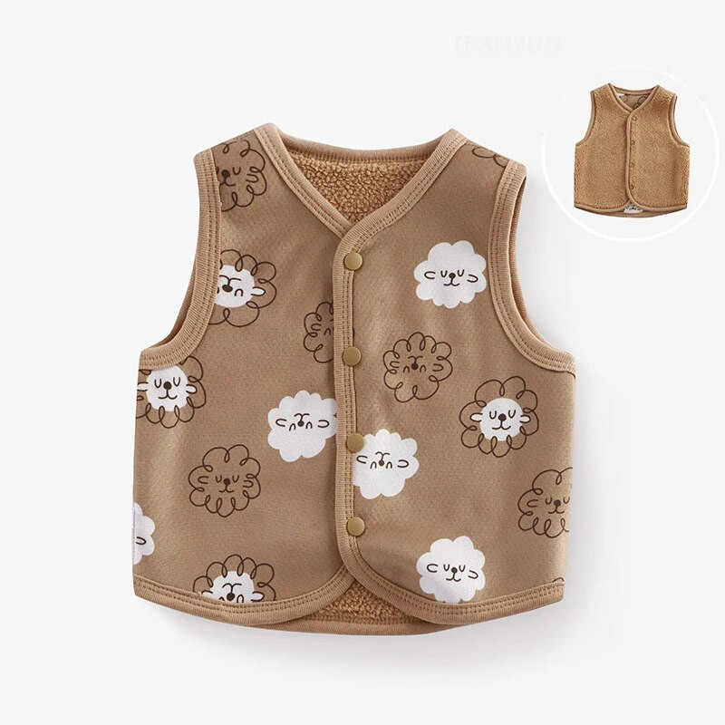 Sügistalvine Uued kahepoolsed Beebi Lastevestid Pehmed Paksendatud Laste Poiste Ülerõivaste Vest Multifilm Armsad Tüdrukud Väikelaste Vestid