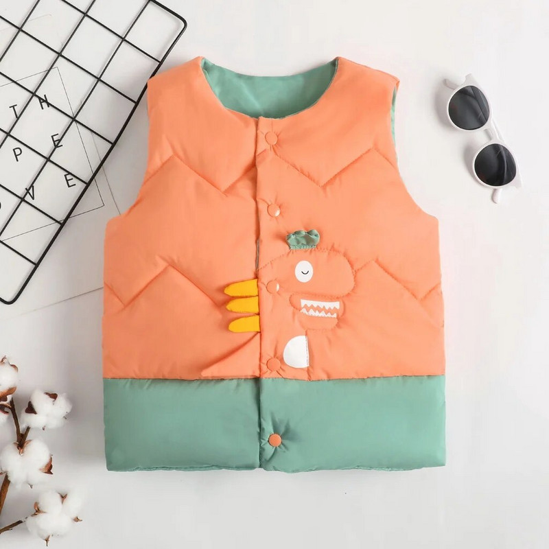 Παιδικά Βρεφικά Αγόρια Χειμερινά Παλτό Ρούχα Μικρό Μπουφάν δεινοσαύρων πουπουλένιο γιλέκο Χαριτωμένο παιδικό αγόρι παρκά στολή για 3-8 χρόνια