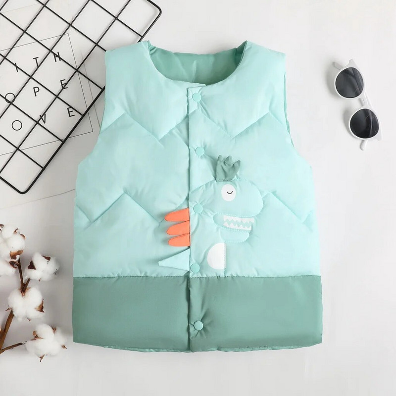 Παιδικά Βρεφικά Αγόρια Χειμερινά Παλτό Ρούχα Μικρό Μπουφάν δεινοσαύρων πουπουλένιο γιλέκο Χαριτωμένο παιδικό αγόρι παρκά στολή για 3-8 χρόνια