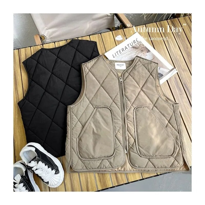 Berniukų rudens žiema Nauja madinga liemenė su apvalia kakle Laisvalaikio vakarietiško stiliaus Universalus Y2K Vaikiški drabužiai Viršutiniai drabužiai Paltai Viršutiniai