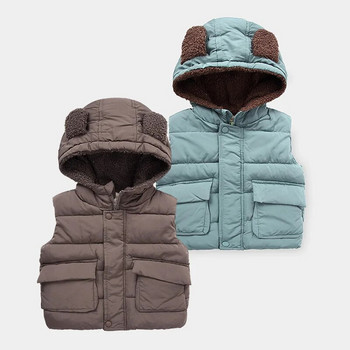 2021 Μασίφ παιδικό γιλέκο Βαμβακερά ρούχα για αγόρια με κουκούλα Παιδικό γιλέκο Αμάνικο για αγόρια Ρούχα φθινόπωρο Χειμώνας χοντρά