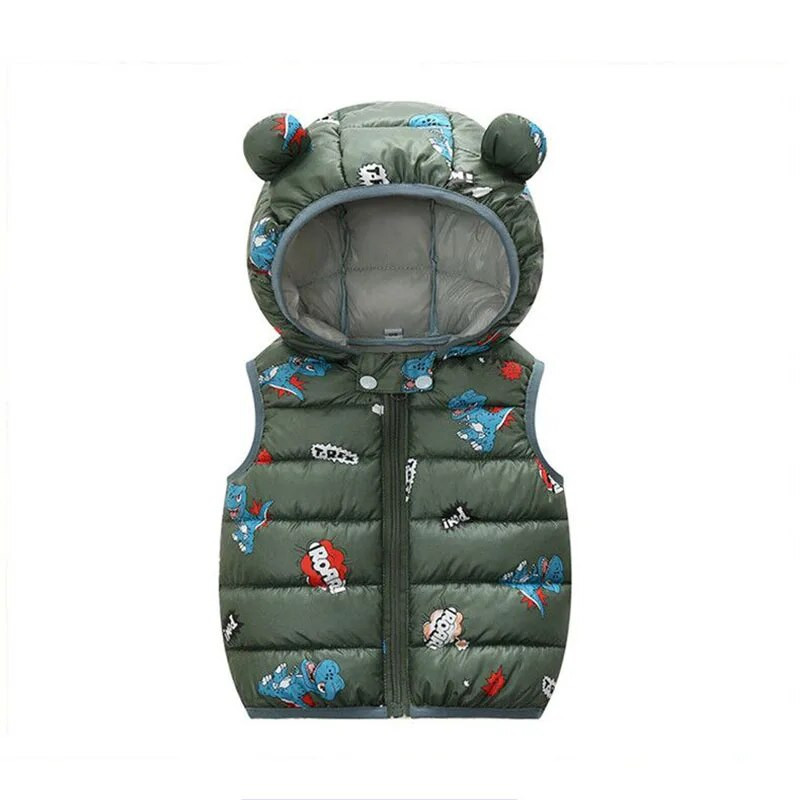 2023 Φθινόπωρο χειμωνιάτικο γιλέκο για κορίτσια για αγόρια πουπουλένιο γιλέκο αμάνικο παιδικό εμπριμέ μπουφάν με κουκούλα Εξωτερικά ρούχα για βρέφη