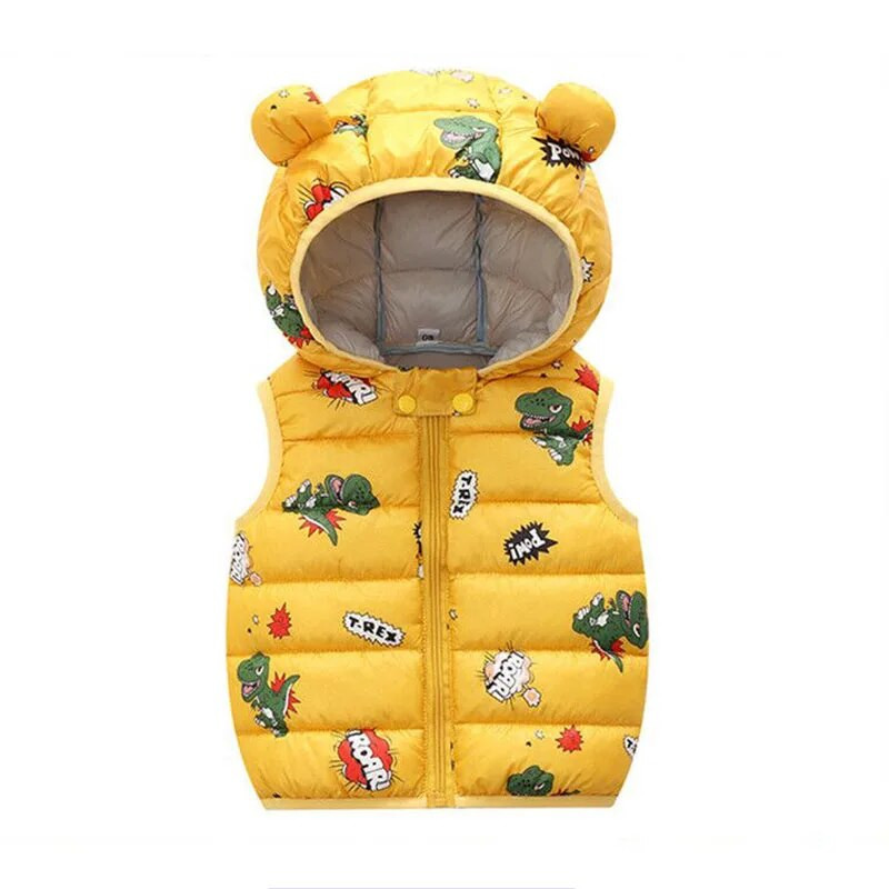 2023 Φθινόπωρο χειμωνιάτικο γιλέκο για κορίτσια για αγόρια πουπουλένιο γιλέκο αμάνικο παιδικό εμπριμέ μπουφάν με κουκούλα Εξωτερικά ρούχα για βρέφη
