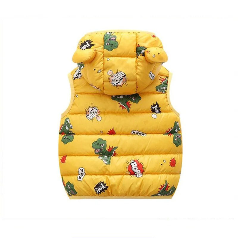 2023 Φθινόπωρο χειμωνιάτικο γιλέκο για κορίτσια για αγόρια πουπουλένιο γιλέκο αμάνικο παιδικό εμπριμέ μπουφάν με κουκούλα Εξωτερικά ρούχα για βρέφη