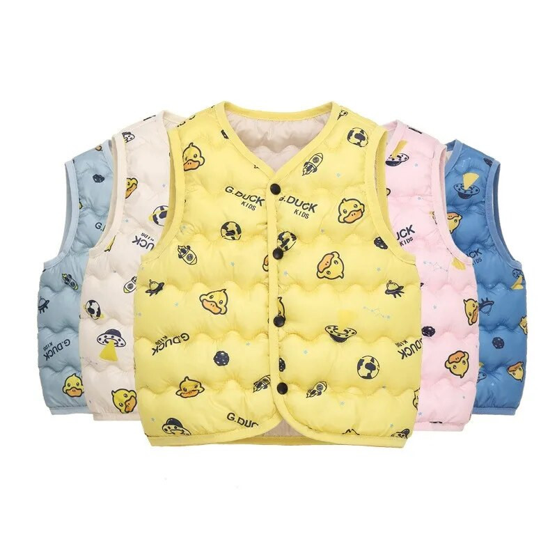 Pūkinė liemenė su V formos iškirpte Rudeninė žiema vaikams Kūdikiui Stora Šilta Liemenė Viršutiniai drabužiai Vaikiški Drabužiai Nauji Berniukams Mergaitėms Medvilniniai paltai 2-8 m.