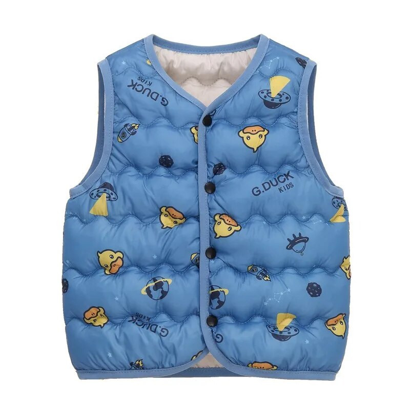 Pūkinė liemenė su V formos iškirpte Rudeninė žiema vaikams Kūdikiui Stora Šilta Liemenė Viršutiniai drabužiai Vaikiški Drabužiai Nauji Berniukams Mergaitėms Medvilniniai paltai 2-8 m.