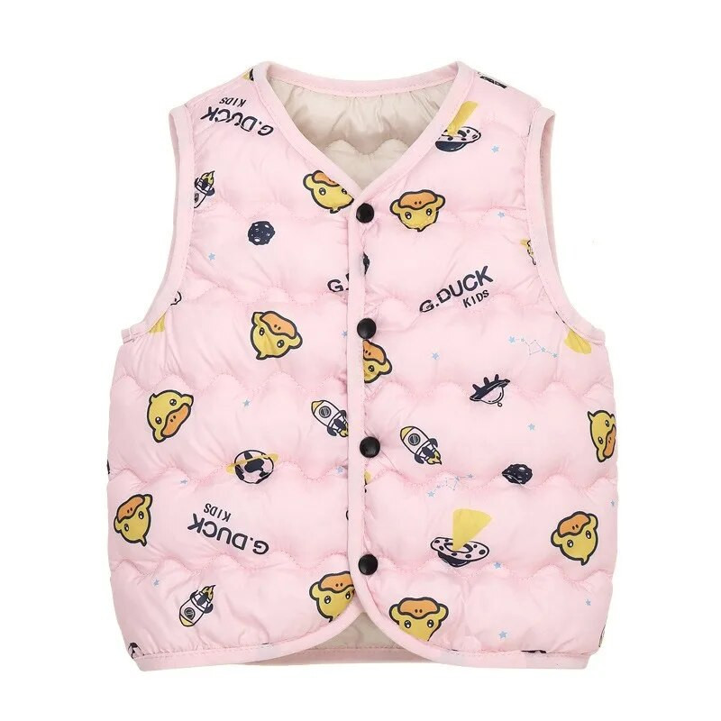 Pūkinė liemenė su V formos iškirpte Rudeninė žiema vaikams Kūdikiui Stora Šilta Liemenė Viršutiniai drabužiai Vaikiški Drabužiai Nauji Berniukams Mergaitėms Medvilniniai paltai 2-8 m.