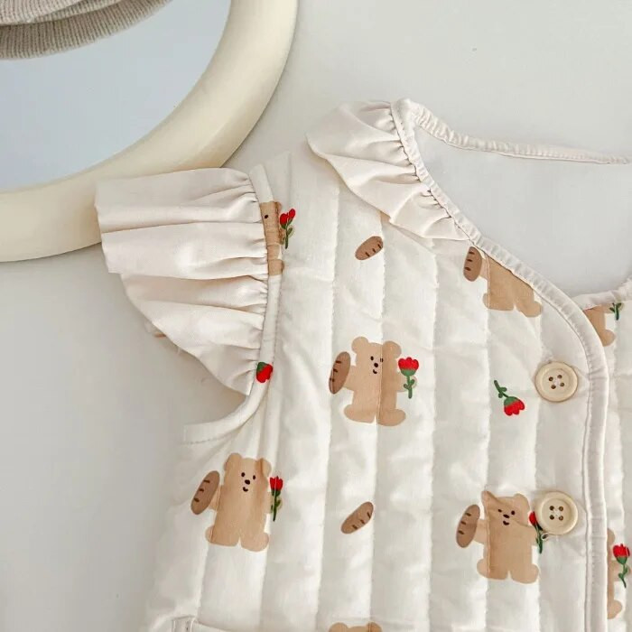 Νέο κορεατικό φθινόπωρο, χειμερινό χοντρό γιλέκο μωρό αντιανεμικό γιλέκο, παιδικό γιλέκο κοριτσιού, ανοιξιάτικο γιλέκο με δαντέλα, βαμβακερά ρούχα με επένδυση