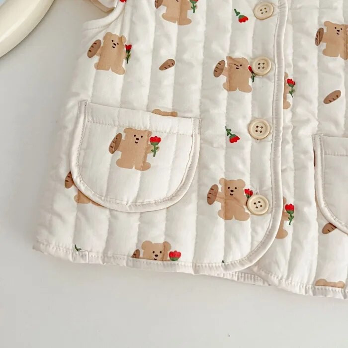 Νέο κορεατικό φθινόπωρο, χειμερινό χοντρό γιλέκο μωρό αντιανεμικό γιλέκο, παιδικό γιλέκο κοριτσιού, ανοιξιάτικο γιλέκο με δαντέλα, βαμβακερά ρούχα με επένδυση