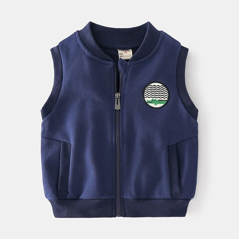 Rudens pavasario dinozaurų dekoras Vaikų liemenė su užtrauktuku Madinga Laisvalaikio berankovių berniukų liemenė lauke Vaikiški minkšti paltiniai drabužiai