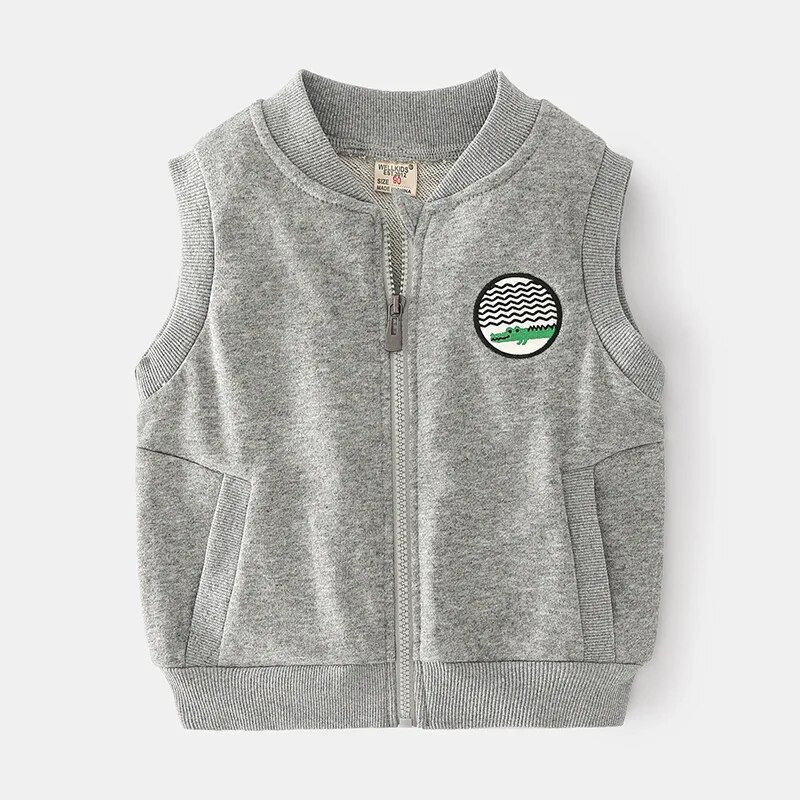 Rudens pavasario dinozaurų dekoras Vaikų liemenė su užtrauktuku Madinga Laisvalaikio berankovių berniukų liemenė lauke Vaikiški minkšti paltiniai drabužiai