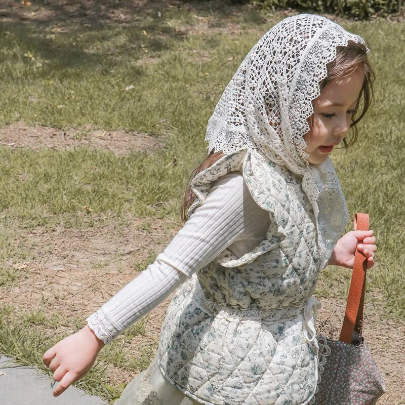 Vaikiška liemenė mergaičių liemenė 2023 m. rudens ir žiemos korėjietiškos mados gėlėta medvilnė, miela, vienspalvė viena krūtinė