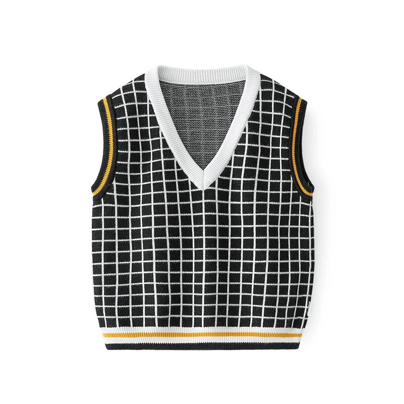 IYEAL Kids Boys Uus puhtast puuvillast Briti stiilis vest poiste V-kaelusega varrukateta vaba aja kootud koolivormi vest