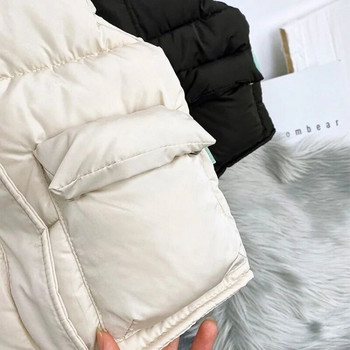 Модна зимна жилетка за момче, момиче, детска жилетка с памучна подплата Едноцветно горно облекло с цип Топли дебели бебешки дрехи 1-12 години