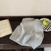 Vest Lasteriided Poiste sügishooaeg Poiste mood Tõmblukk Varrukateta Kamisol kudumine Triibuline Ümarkrae