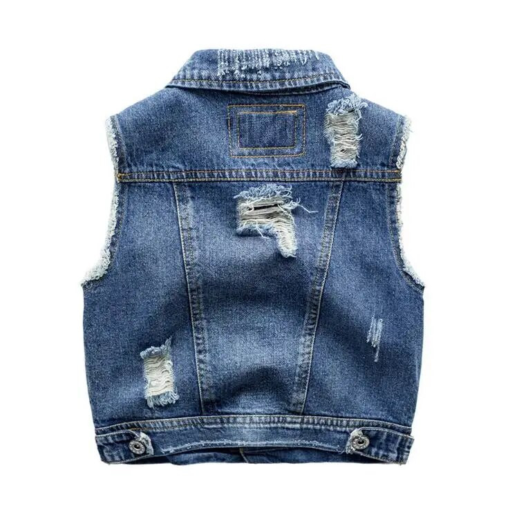 Novo 2018., traper prsluk za dječake, proljeće jesen, stil s razbijenim rupama, dječji prsluk za dječake, dječja odjeća za dječake, dječja jeans jakna, za gornju odjeću od 2 do 7 godina