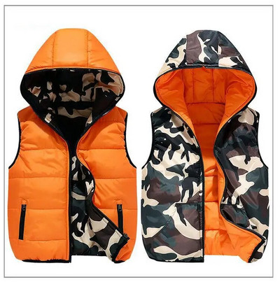 Yauamdb Lastevestid Mantel Talvine 5-17 a. Puuvillane poiste kapuutsiga vestid Kahe küljega Kandke Kamuflaaž riided Lasteriided Y58