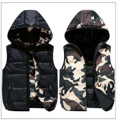 Yauamdb Lastevestid Mantel Talvine 5-17 a. Puuvillane poiste kapuutsiga vestid Kahe küljega Kandke Kamuflaaž riided Lasteriided Y58