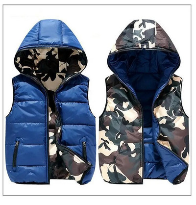 Yauamdb Lastevestid Mantel Talvine 5-17 a. Puuvillane poiste kapuutsiga vestid Kahe küljega Kandke Kamuflaaž riided Lasteriided Y58