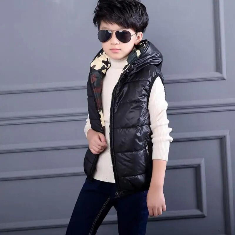 Yauamdb Lastevestid Mantel Talvine 5-17 a. Puuvillane poiste kapuutsiga vestid Kahe küljega Kandke Kamuflaaž riided Lasteriided Y58