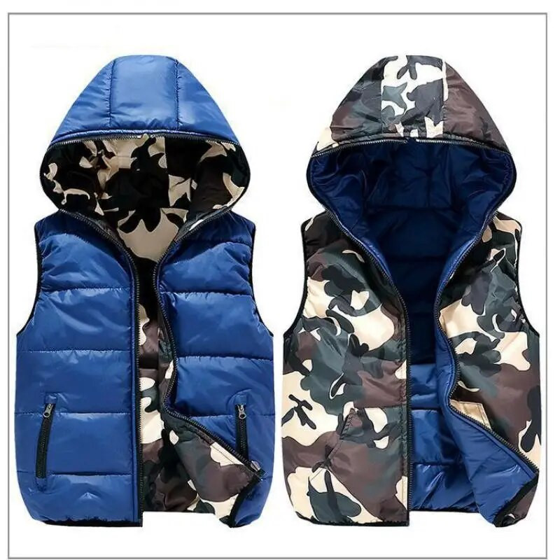 Yauamdb Lastevestid Mantel Talvine 5-17 a. Puuvillane poiste kapuutsiga vestid Kahe küljega Kandke Kamuflaaž riided Lasteriided Y58