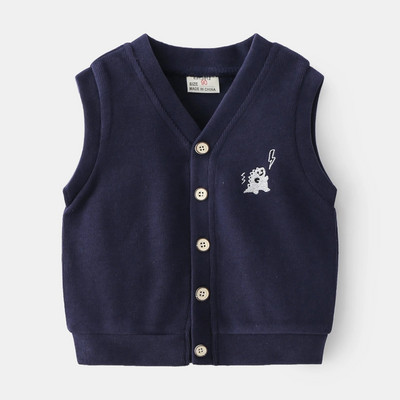 Sobib 3-8 aastastele poistele kevad- ja sügise kootud vest, ühe rinnaga stiilis