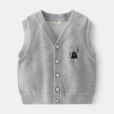 Sobib 3-8 aastastele poistele kevad- ja sügise kootud vest, ühe rinnaga stiilis