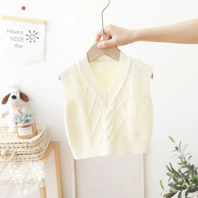 Άνοιξη φθινόπωρο Νέο μωρό κοριτσάκι με καλώδιο γιλέκο πουλόβερ Μόδα για βρέφη κοριτσάκι Βαμβακερά πλεκτά αμάνικα μπλουζάκια για νήπια FY12094