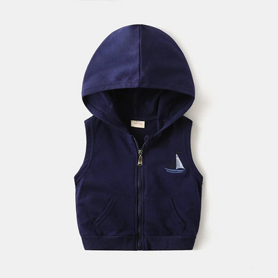 Lasteriided Beebipoiste Mantel kapuutsiga vest Varrukateta kampsunid Kevad- ja sügismood Multifilm Tõmblukuga kardigan 2023 Uus