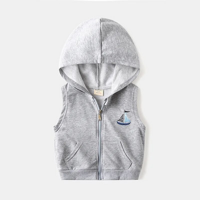 Lasteriided Beebipoiste Mantel kapuutsiga vest Varrukateta kampsunid Kevad- ja sügismood Multifilm Tõmblukuga kardigan 2023 Uus