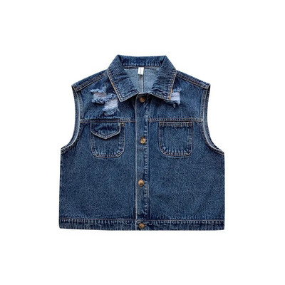 Jesenné detské trendy z džínsoviny 2023, módne chlapčenské vesty s golierom a ležérnou vestou, nadrozmerné, univerzálne, topy