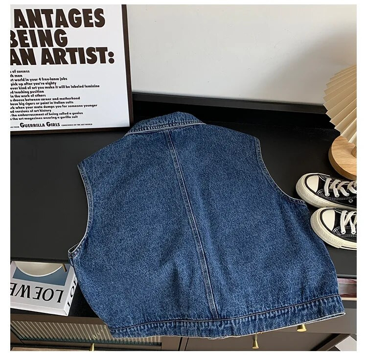 Jesenné detské trendy z džínsoviny 2023, módne chlapčenské vesty s golierom a ležérnou vestou, nadrozmerné, univerzálne, topy