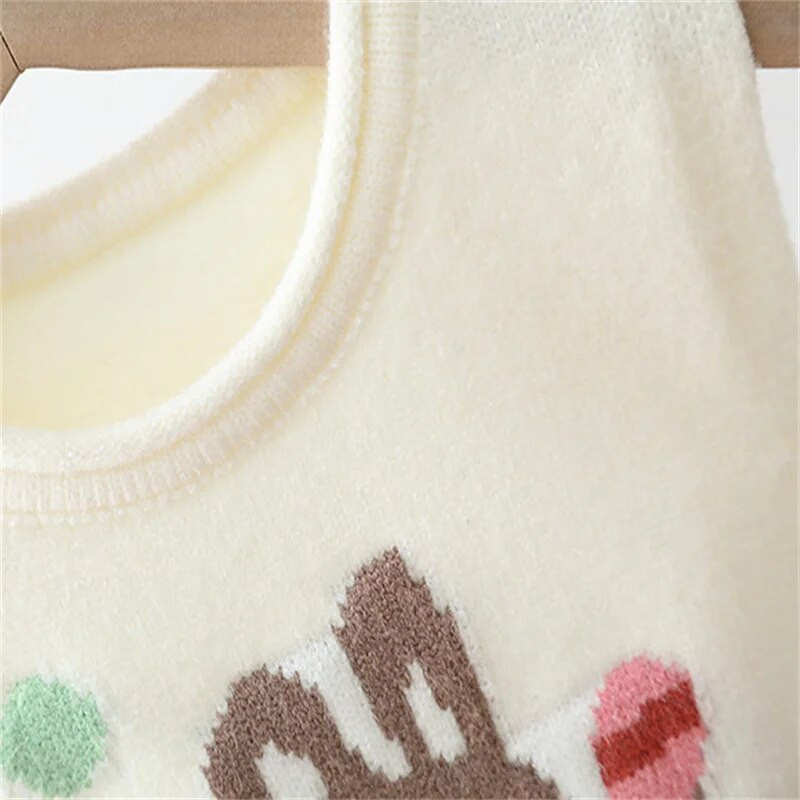 Χειμερινό πλεκτό παιδικό γιλέκο για κορίτσι με στάμπα παιδικό πουλόβερ κοριτσίστικο πουλόβερ αμάνικο βρεφικό γιλέκο Ρούχα φθινόπωρο 2023