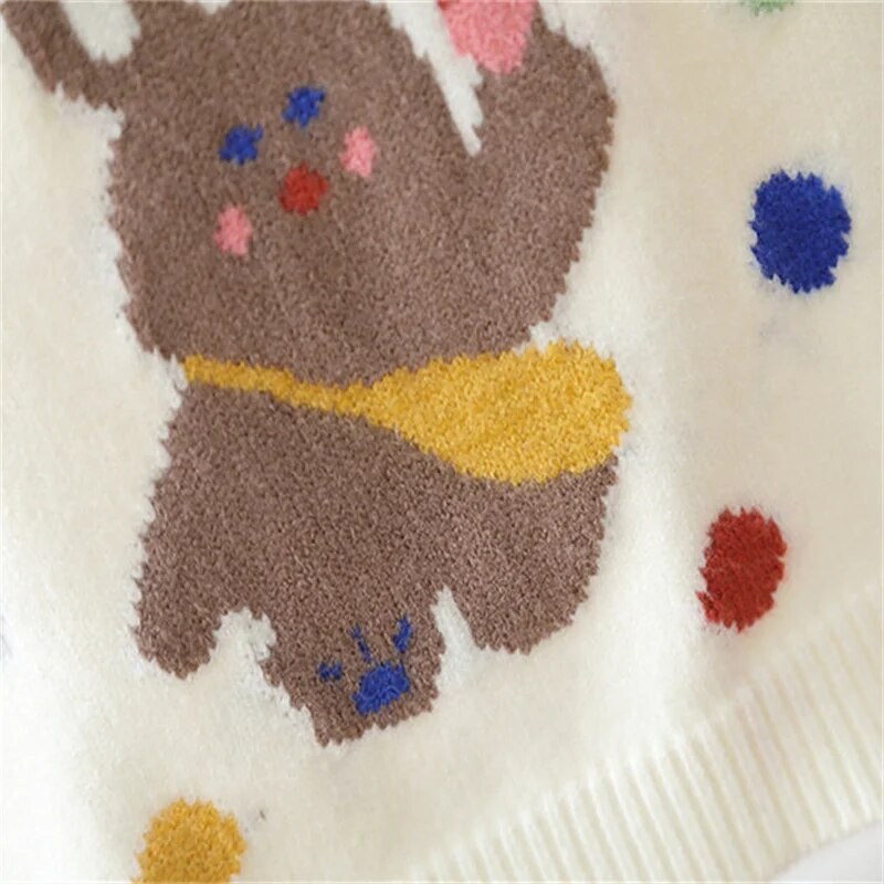 Χειμερινό πλεκτό παιδικό γιλέκο για κορίτσι με στάμπα παιδικό πουλόβερ κοριτσίστικο πουλόβερ αμάνικο βρεφικό γιλέκο Ρούχα φθινόπωρο 2023