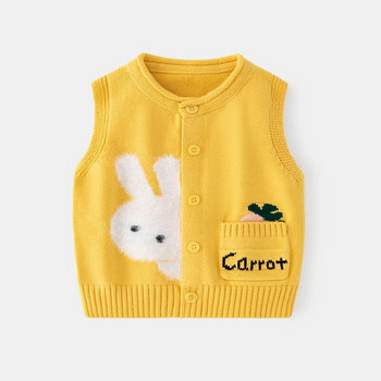 Пуловер за бебета, момичета, момчета, жилетка, жилетка, памук, сладък модел на заек, детска плетена жилетка, палто, есенни топли дрехи, връхни дрехи