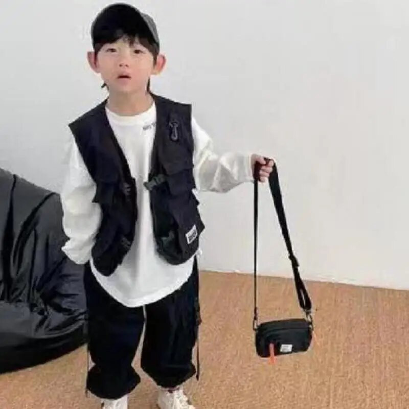 3-11Y Lapsed Puuvillased Vestid Mantlid Kevad-Sügis Poiste Vestid V-kaelusega Tõmblukk Lahtine vabaaja mood Lastele Ülerõivad Riided Hw32