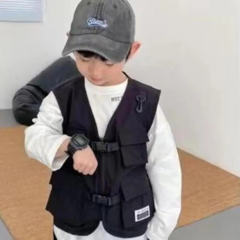 3-11Y Lapsed Puuvillased Vestid Mantlid Kevad-Sügis Poiste Vestid V-kaelusega Tõmblukk Lahtine vabaaja mood Lastele Ülerõivad Riided Hw32